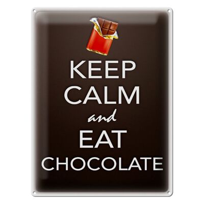 Targa in metallo con scritta "Keep Calm and eat cioccolato" 30x40 cm