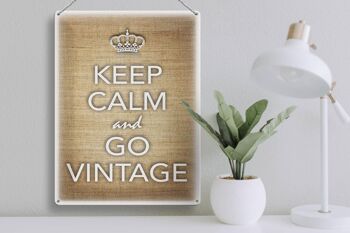 Panneau en étain disant 30x40cm Keep Calm and go vintage 3