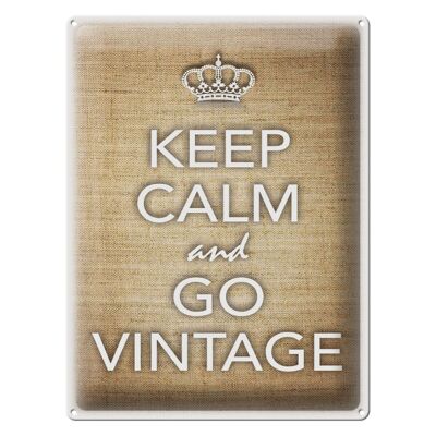 Panneau en étain disant 30x40cm Keep Calm and go vintage