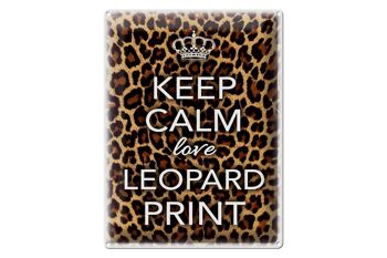 Panneau en étain disant 30x40cm Keep Calm love imprimé léopard 1