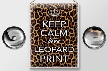 Panneau en étain disant 30x40cm Keep Calm love imprimé léopard 2