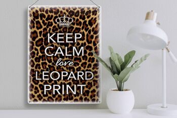 Panneau en étain disant 30x40cm Keep Calm love imprimé léopard 3