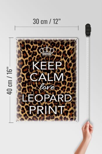Panneau en étain disant 30x40cm Keep Calm love imprimé léopard 4