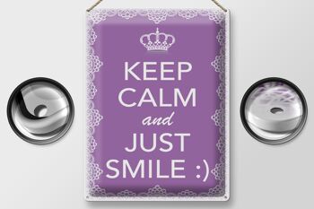 Panneau en étain disant 30x40cm Keep Calm and Just Smile :) 2