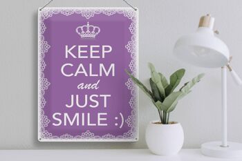 Panneau en étain disant 30x40cm Keep Calm and Just Smile :) 3