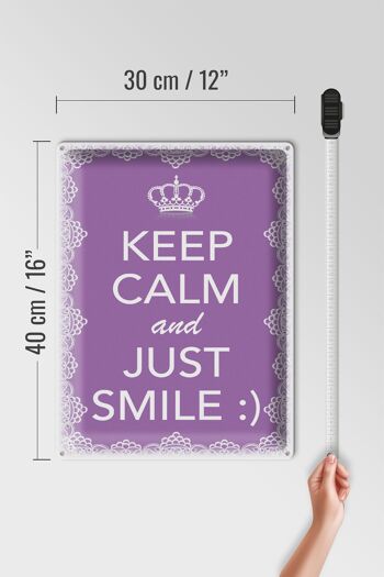 Panneau en étain disant 30x40cm Keep Calm and Just Smile :) 4