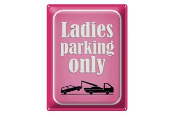 Plaque de stationnement en tôle 30x40cm Parking pour dames uniquement rose 1