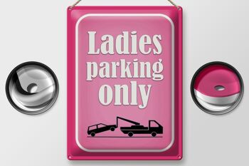 Plaque de stationnement en tôle 30x40cm Parking pour dames uniquement rose 2