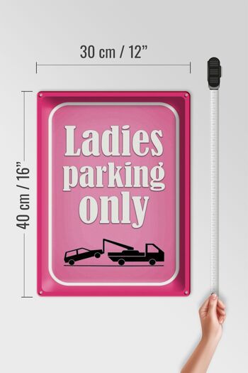 Plaque de stationnement en tôle 30x40cm Parking pour dames uniquement rose 4