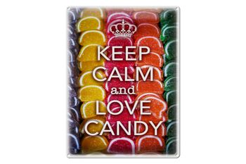 Panneau en étain disant 30x40cm Keep Calm and love candy 1