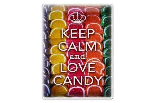Blechschild Spruch 30x40cm Keep Calm and love candy