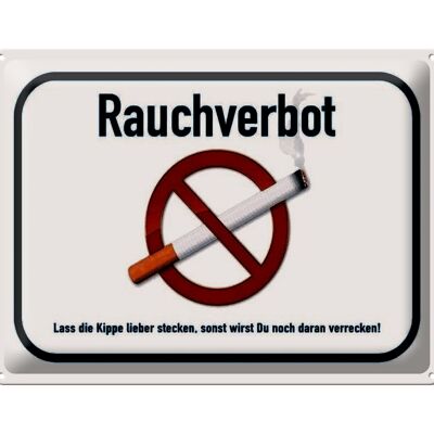 Metal sign notice 40x30cm smoking ban leave cigarette butts