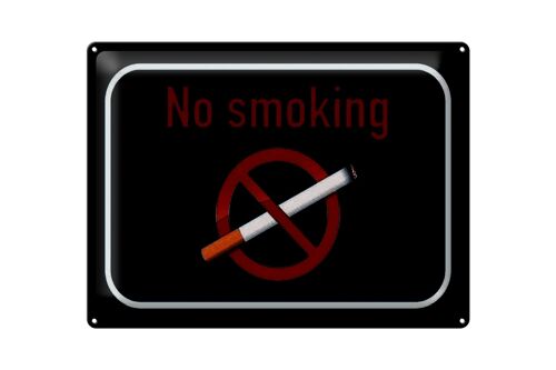 Blechschild Hinweis 40x30cm No smoking Rauchverbot schwarzes Schild