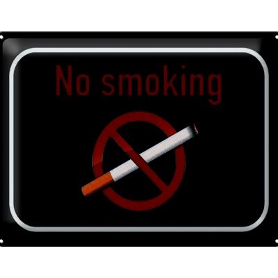 Blechschild Hinweis 40x30cm No smoking Rauchverbot schwarzes Schild