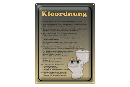 Blechschild Spruch 30x40cm Kloordnung Toilette WC Regeln