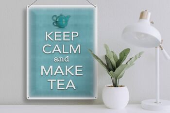 Plaque en étain disant 30x40cm Keep Calm and make tea 3