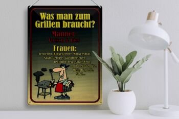 Panneau en étain indiquant 30x40cm grillades hommes viande bière 3