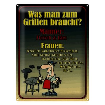 Blechschild Spruch 30x40cm Grillen Männer Fleisch Bier