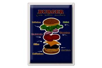 Plaque en tôle recette 30x40cm burger à réaliser soi-même 1