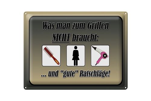 Blechschild Spruch 40x30cm was zum Grillen nicht braucht