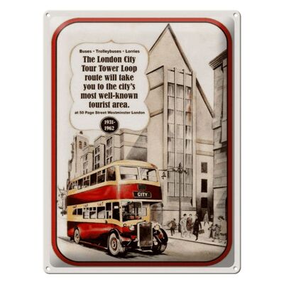 Plaque en tôle indiquant 30x40cm London City Tour 1931-1962