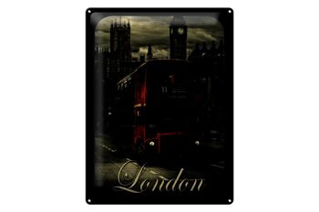 Plaque en tôle Londres 30x40cm Sightseeing Bus rouge 1