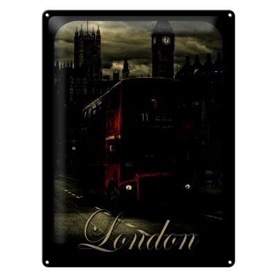 Cartel de chapa Londres 30x40cm Autobús turístico rojo