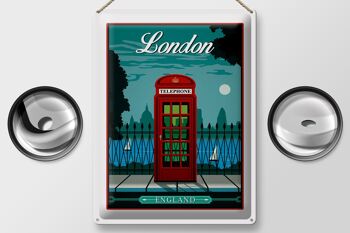Plaque en tôle Londres 30x40cm rouge Téléphone Angleterre Téléphone 2