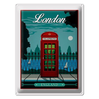 Cartel de chapa Londres 30x40cm rojo Teléfono Inglaterra Teléfono