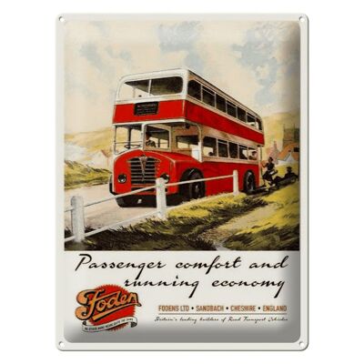 Metal sign saying 30x40cm Foden Bus Tour comfort economy