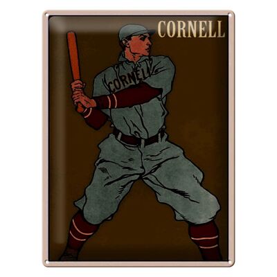 Targa in metallo retrò 30x40 cm Cornell Baseball Batsman