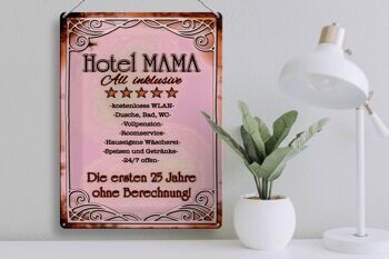 Panneau en tôle indiquant 30x40cm Hotel Mama All inclusive 24/7 3