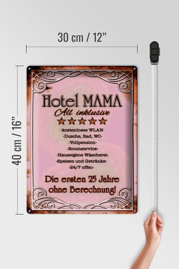 Panneau en tôle indiquant 30x40cm Hotel Mama All inclusive 24/7 4