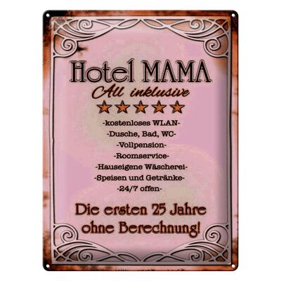 Cartel de chapa 30x40cm Hotel Mama Todo incluido 24/7