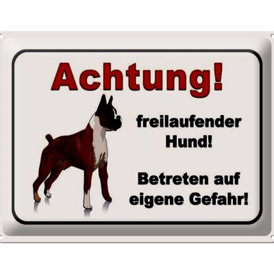 Blechschild Hinweis 40x30cm Achtung freilaufender Hund