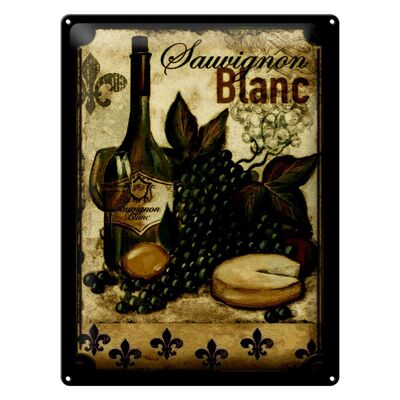 Cartel de chapa artístico, 30x40cm, naturaleza muerta, vino Sauvignon Blanc