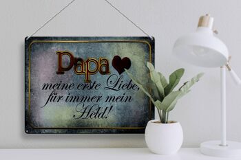 Plaque en tôle disant 40x30cm Papa mon héros mon amour 3