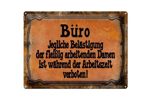 Blechschild Spruch 40x30cm Büro Belästigung der Damen