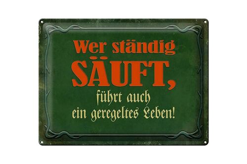 Blechschild Spruch 40x30cm wer ständig säuft führt auch