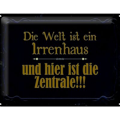 Blechschild Spruch 40x30cm Welt ist ein Irrenhaus und