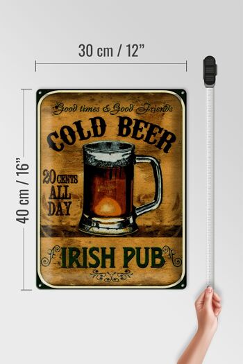 Plaque en étain pour bière, 30x40cm, Pub irlandais, bière dorée, bons moments 4