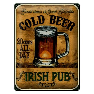 Targa in metallo Birra 30x40 cm Irish Pub birra dorata bei tempi