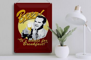 Plaque en tôle Bière 30x40cm Bière c'est quoi pour le petit déjeuner 3