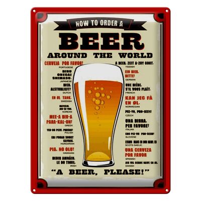 Cartel de chapa cerveza 30x40cm Cerveza en todo el mundo cerveza por favor
