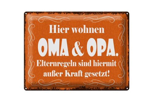 Blechschild Spruch 40x30cm hier wohnen Oma & Oma