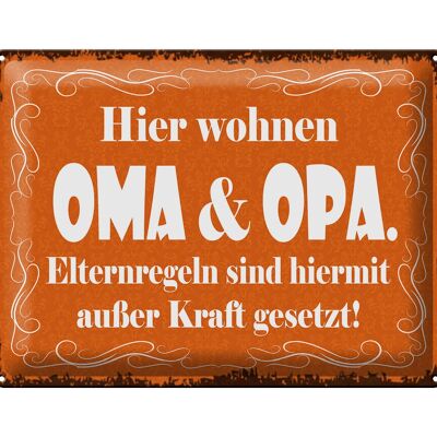 Blechschild Spruch 40x30cm hier wohnen Oma & Oma