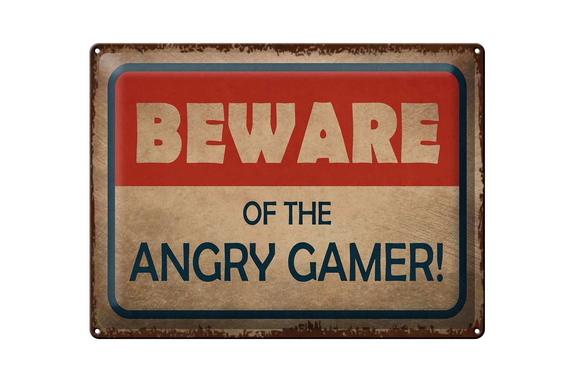 Targa in metallo con nota 40x30 cm, attenzione al giocatore arrabbiato