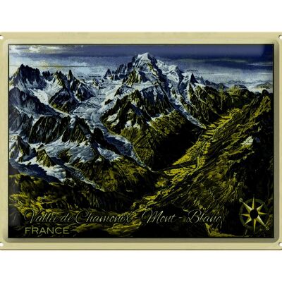 Targa in metallo Francia 40x30 cm Vallee de Chamonix Mont Blanc
