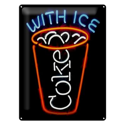 Metal sign drinks 30x40cm Coke with ice Coca-Cola