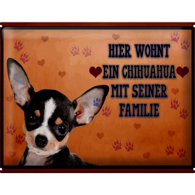 Blechschild Spruch 40x30cm Hund hier wohnt ein Chihuahua